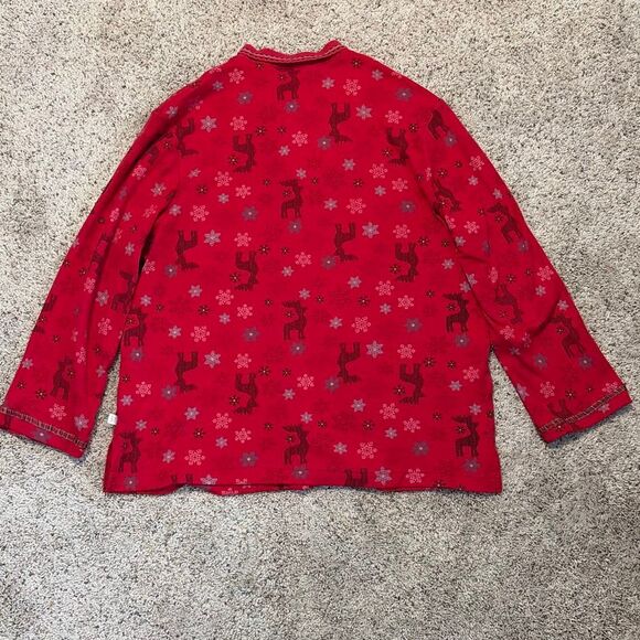 Karen Neuburger Women’s Pajama Set Red Reindeer Snowflake Print Petite Large - Picture 6 of 10
